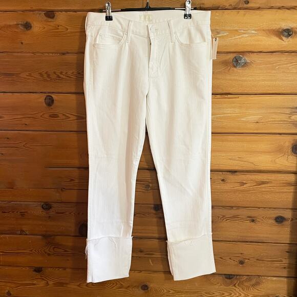 Mother NWT Pony Boy Fray White Jeans Size 29